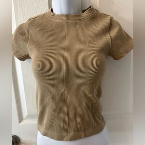 Ribbed Tan Women's Top Large
